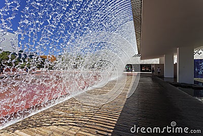 Waterfall - Park of Nations - Lisbon Editorial Stock Photo